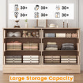 Winkalon 6 Drawer Oak Double Dresser, Wood Storage Cabinet with Easy Pull Out Handles for Living Room, Chest of Drawers for Bedroom