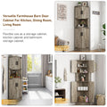 Chvans Farmhouse 68" Tall Corner Cabinet W/4 Barn Doors, 5 Tier Bookcase Storage Cabinet with Adjustable Shelves, Corner Storage Cabinet for Bathroom, Living Room, Kitchen, Brown