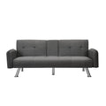 Aukfa 75" Square Arm Futon Convertible Sofa Bed for Home Office, 2 Cup Holders, Linen, Dark Gray