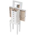 Standing Jewelry Armoire Cabinet with Flip Top Mirror, 4 Drawers, 8 Necklace Hooks & 2 Side Doors, Jewelry Storage Organizer Chest for Bedroom