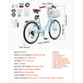 KFFKFF 24" Cruiser Bike, 7 - Speed, Sky Blue Coastal Cycle with Spacious Basket and Back Stand, Reliable & Robust Leisure Bicycle with Modifiable Saddle