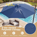 10FT Cantilever Patio Umbrella w/ 36 Solar LED Lights, 360° Rotation Offset Hanging Umbrella, Easy Tilt, 8 Sturdy Ribs, Sun Shade for Yard Pool