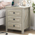 IDEALSOUL Nightstand, Bedside Table with Charging Station, Farmhouse 3 Drawer Nightstand Rustic Night Stand End Tables for Bedroom Living Room, Gray