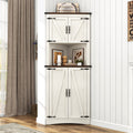 Blotout 68" Tall Farmhouse Corner Cabinet with 4 Doors, 28.3" W Barn Door Storage Cabinet with Adjustable Shelves, 5 Tier Corner Storage Cabinet for Bathroom, Living Room, Kitchen
