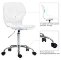 Echoworld Clear Rolling Chair, Armless Desk Chair with Golden Feet Swivel Molded Plastic Shell Adjustable Home Office Chair with Wheels, Clear