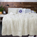 Junovo Super Soft Throw Blanket for Bed, Fluffy Cozy Plush Light Blanket, Washable Warm Furry Throw Blanket for Couch Sofa Chair Home Decor, 50"x60", Cream White