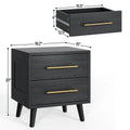 Bedroom Set - Includes Full Size Bed Frame (Dark Gray), Nightstands, 5 - Drawer Dresser & Double Wide 6 - Drawer Dresser - Modern Storage Solution for Stylish Home Decor, Black