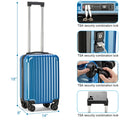 Personal Item Suitcase 18x14x8 Inches Hardside Built in TSA Lock & USB Port Lightweight Luggage with Removable Silent Wheels Underseat Carry - on Bag for Spirit and Frontier and More (Blue)