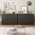 Hiphuta 47"farmhouse Sideboard Storage Cabinets with 4 Doors & 2 Drawers, Coffee Bar with Brown Top for Living Room, White