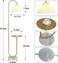 Modern Elegant with Tray Floor Lamp for Office Cafe Den Living Room Bedroom, Foot Switch and Brass/Gold Finish, Light Yellow Pleated Cloth Lampshade