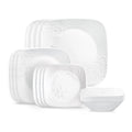 Corelle Cherish 16 - Piece Embossed Square Glass Dinnerware Set (Service for 4)