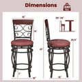 26" Vintage Swivel Bar Stools Set of 2, Counter Height Metal Barstools with Back & Upholstered PU Leather Padded Seat for Pub, Kitchen Island
