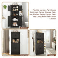 Blotout 68" Tall Farmhouse Corner Cabinet with 4 Doors, 28.3" W Barn Door Storage Cabinet with Adjustable Shelves, 5 Tier Corner Storage Cabinet for Bathroom, Living Room, Kitchen