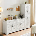 Trumanpick 61"h Large Buffet Sideboard Cabinet, TV Cabinet, Kitchen Pantry for Dining Room, Living Room, 61.3''L x 15''W x 29.8''H, White/Walnut