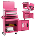 2-in-1 Rolling Tool Chest, 5-Drawer Tool Storage Cabinet with Wheels, Adjustable Shelf, Tool Box Organizer for Garage Warehouse Workshop