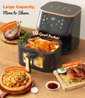 Suodoka Air Fryer 10 Qt Max 450F for Cooking, 6 Presets Fry Touch Panel Easy View Window, New Black