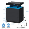 Hommpa LED Nightstand Wireless Charging Station USB Type C Outlets Bedside Table 3 Drawers Black Night Table Modern Smart Nightstand High Gloss End Side Table for Bedroom Furniture 26.8" Tall