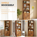 Furmax 1 Piece 4 - Shelf Farmhouse Bookcases 4 - Tier Bookshelf with Adjustable Shelves&Doors, Storage Cabinet for Home Living Room, Kitchen, Office, White