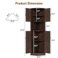Chvans Farmhouse 68" Tall Corner Cabinet W/4 Barn Doors, 5 Tier Bookcase Storage Cabinet with Adjustable Shelves, Corner Storage Cabinet for Bathroom, Living Room, Kitchen, Brown