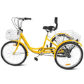 VEVOR 24"adult Tricycle 7 - Speed Three Wheel Bike Cruise Bike, Seat Adjustable Trike with Bell, Brake System and Basket Cruiser Bicycles Size for Shopping