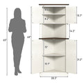 Blotout 68" Tall Farmhouse Corner Cabinet with 4 Doors, 28.3" W Barn Door Storage Cabinet with Adjustable Shelves, 5 Tier Corner Storage Cabinet for Bathroom, Living Room, Kitchen