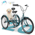 MOONCOOL Adult Tricycles with Rear Basket & Inflator, 24 26 in 7 Speed 3 Wheel Bikes, Three - Wheeled Bicycles Adult Trike with Backrest for Seniors, Women, Men