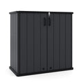 Tangkula 175 Gallon All-Weather Outdoor Storage Box with Lockable Door & Removable Shelf
