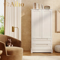 Aiho Storage Cabinet with 2 Doors & 2 Drawer, Pantry Cabinet for Kitchen, Studio, Living Room - White