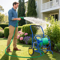 Garden Hose Reel Cart Holds 230FT of 5/8" Hose, Heavy-Duty Hose Cart with 2 Wheels & Storage Basket, Portable Water Hose Organizer for Yard