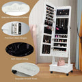 Standing Jewelry Armoire with Full-Length Mirror, Drawers, Lights & Wheels, Lockable Mirror Jewelry Cabinet Storage Organizer