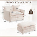 Muumblus Oversized Lounge Chair with Ottoman, Cloud Accent Armchair for Living Room, Beige Chenille