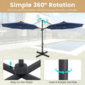 10FT Cantilever Patio Umbrella w/ 36 Solar LED Lights, 360° Rotation Offset Hanging Umbrella, Easy Tilt, 8 Sturdy Ribs, Sun Shade for Yard Pool