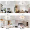 Garwarm Dimmable Ceiling Fan with Light and Remote Control, 27" Small Flush Mounted Ceiling Fan with LED Lights, APP and Remote Controlled, Modern, White