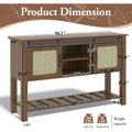 AECOJOY Buffet Cabinet, Coffee Bar Storage Cabinet, 46'' Coffee Bar Table with Rattan Sliding Barn Door, Adjustable Shelves and Bottom Open Shelf