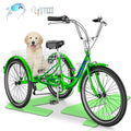 MOONCOOL Adult Tricycles with Rear Basket & Inflator, 24 26 in 7 Speed 3 Wheel Bikes, Three - Wheeled Bicycles Adult Trike with Backrest for Seniors, Women, Men