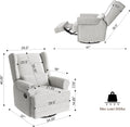 Royalcraft Swivel Nursery Glider Recliner, Comfy Upholstered Glider Chair with Lumbar Pillow and Footrest, Beige