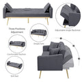 Aukfa 75" Square Arm Futon Convertible Sofa Bed for Home Office, 2 Cup Holders, Linen, Dark Gray