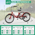 MOONCOOL Adult Tricycles with Rear Basket & Inflator, 24 26 in 7 Speed 3 Wheel Bikes, Three - Wheeled Bicycles Adult Trike with Backrest for Seniors, Women, Men