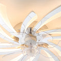 Garwarm Dimmable Ceiling Fan with Light and Remote Control, 27" Small Flush Mounted Ceiling Fan with LED Lights, APP and Remote Controlled, Modern, White