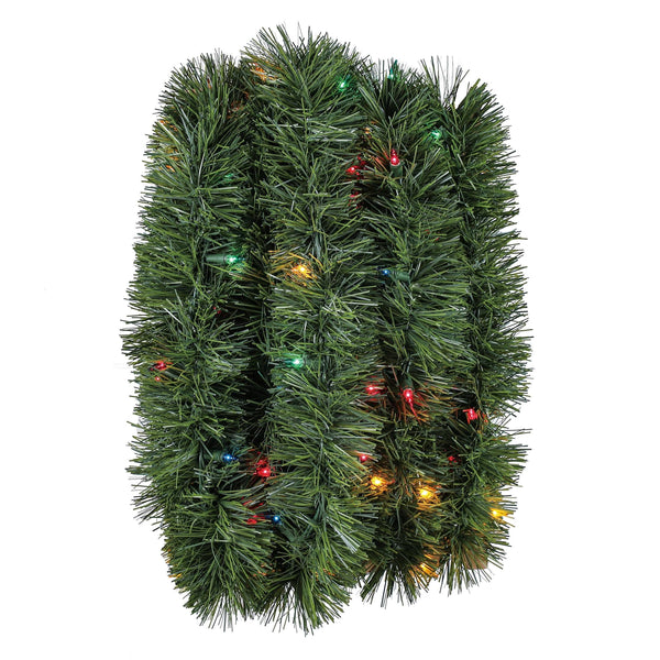 25 ft Pre-Lit Soft Artificial Christmas Garland, Multi-Color Incandescent Lights, by Holiday Time, Size: 25'