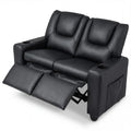 2-Seater Kids Recliner, PU Leather Reclining Loveseat with Cup Holders & 2 Side Storage Pockets, Adjustable Double Toddler Sofa for Boys Girls