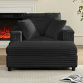 ZAFLY 44" Modern Corduroy Accent Armchair with Storage Ottoman for Living Room, Black