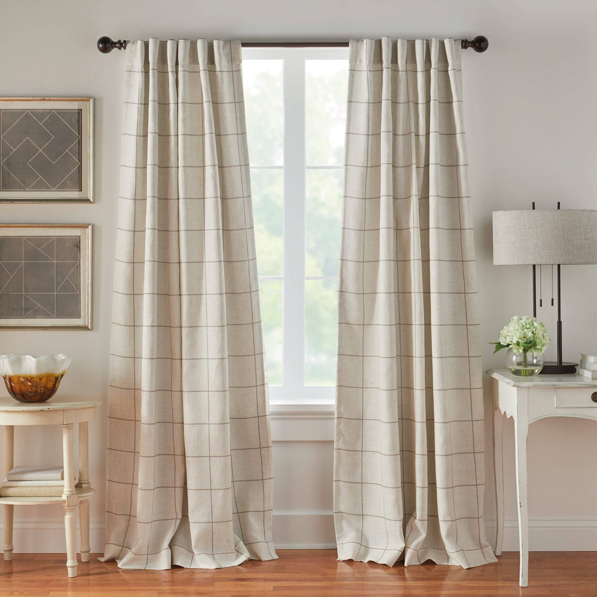 Elrene Brighton Windowpane Plaid Blackout Window Curtain Panel, 52-in. W x 84-In. L