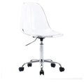 Echoworld Clear Rolling Chair, Armless Desk Chair with Golden Feet Swivel Molded Plastic Shell Adjustable Home Office Chair with Wheels, Clear