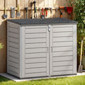 51 cu ft Outdoor Storage Shed, Resin Storage Cabinet with Door & Lock, Multi - Purpose Outdoor Shed for Garbage Cans, Garden Tools, Bikes, Easy to Assemble, Gray