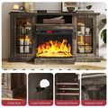 Easoger Fireplace TV Stand for Tvs up to 65", 12 Flame Colors&12 LED Light Colors, TV Console with 3-Sided Glass Fireplace, for Living Room, Gray