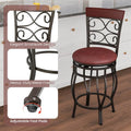 26" Vintage Swivel Bar Stools Set of 2, Counter Height Metal Barstools with Back & Upholstered PU Leather Padded Seat for Pub, Kitchen Island