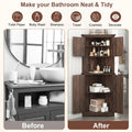 Blotout 68" Tall Farmhouse Corner Cabinet with 4 Doors, 28.3" W Barn Door Storage Cabinet with Adjustable Shelves, 5 Tier Corner Storage Cabinet for Bathroom, Living Room, Kitchen