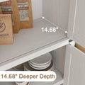 Garvee Arched Storage Cabinet, 71.6" Tall Kitchen Pantry with Doors, 5 - Tier Farmhouse Bookshelf, Large Wooden Display Cabinet for Kitchen, Dining Room, Living Room, White