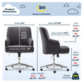 Serta Leighton Home Office Desk Chair Chrome Nailheads Twill Fabric Lilac Purple